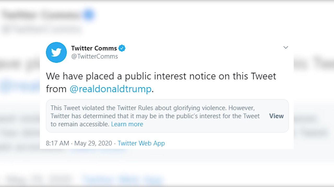 Twitter flags and hides Trump’s tweet that ‘glorified violence’