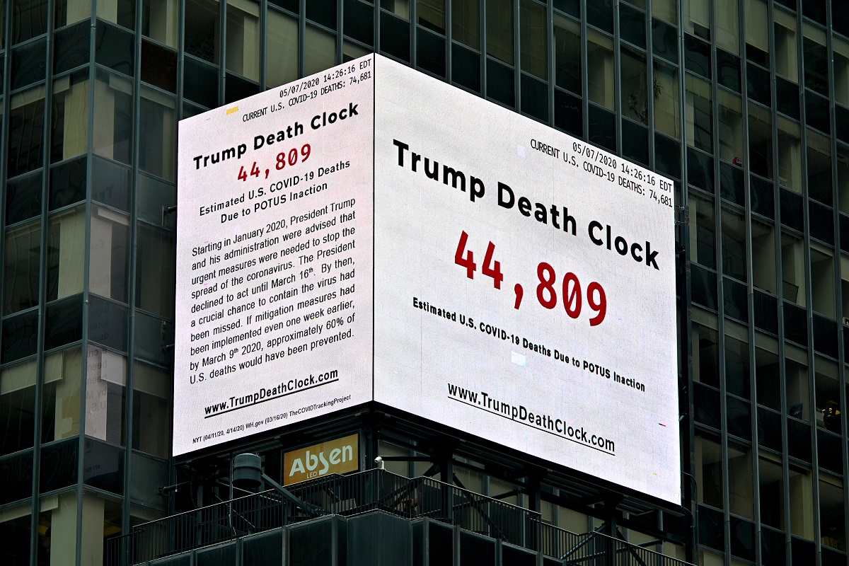 ‘Trump Death Clock’ counts preventable US coronavirus deaths